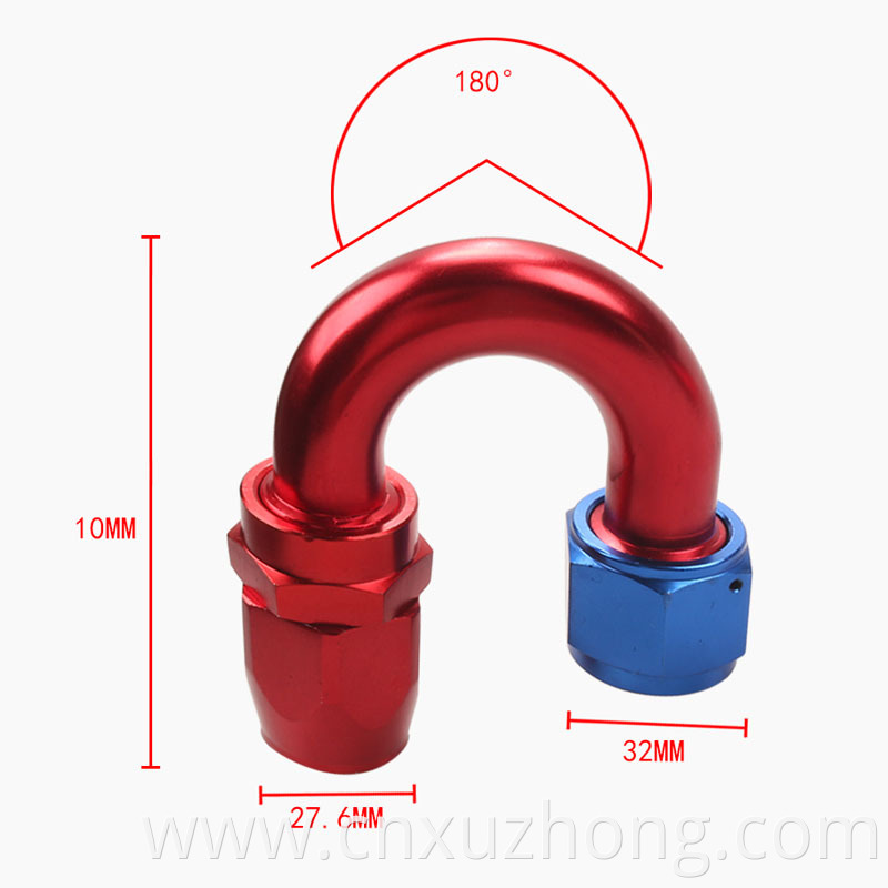 RASTP Degree Aluminum Alloy Oil Cooler Swivel Oil Fuel Gas Line Hose Pipe Adapter End AN Fitting AN10-180A